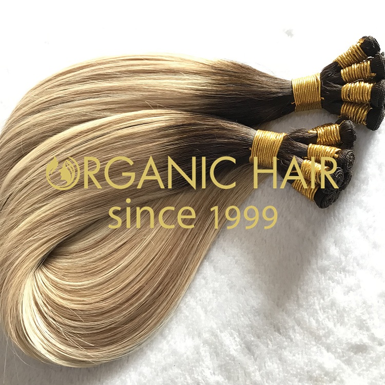 Human customized full cuticle hand tied weft on sale I1